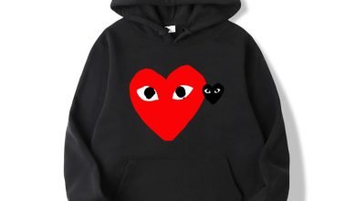 red heart and white heart CDG black Hoodie