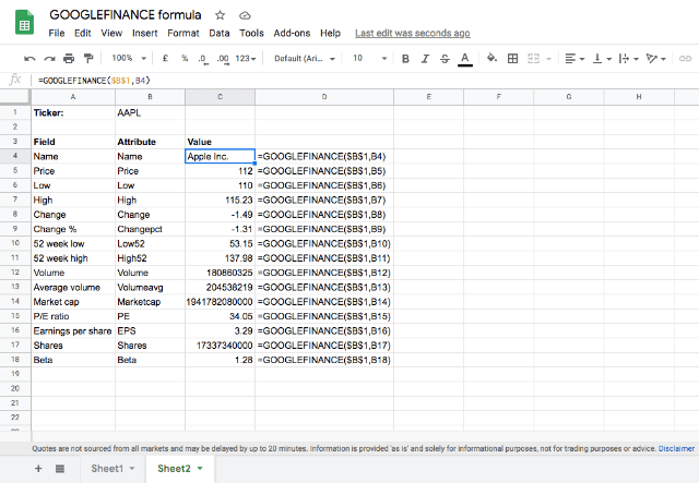 How to Use the Google Finance Function to Track Stock