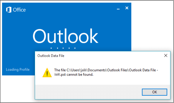 Outlook Data Files Cannot Be Found In Windows 10